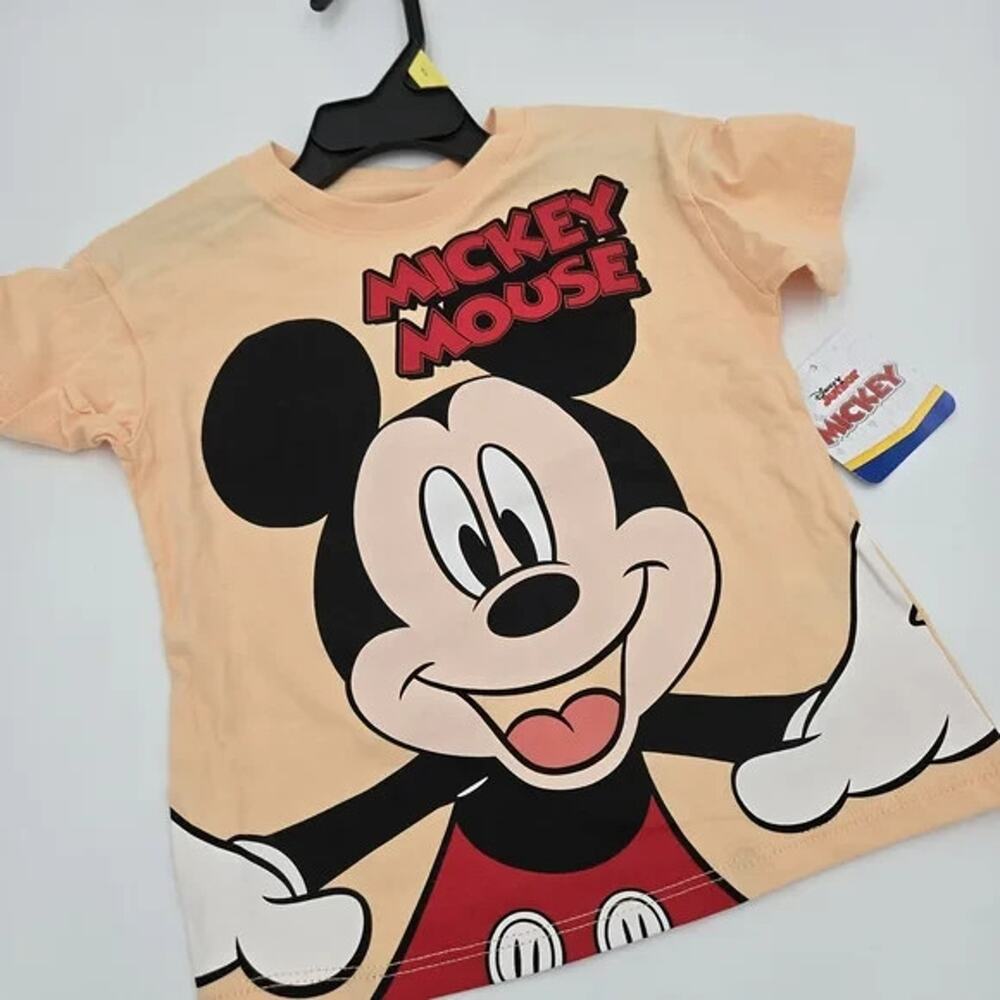 New Disney Junior Mickey T Shirt Size 12-18M Peach Color MICKEY MOUSE Crew Neck